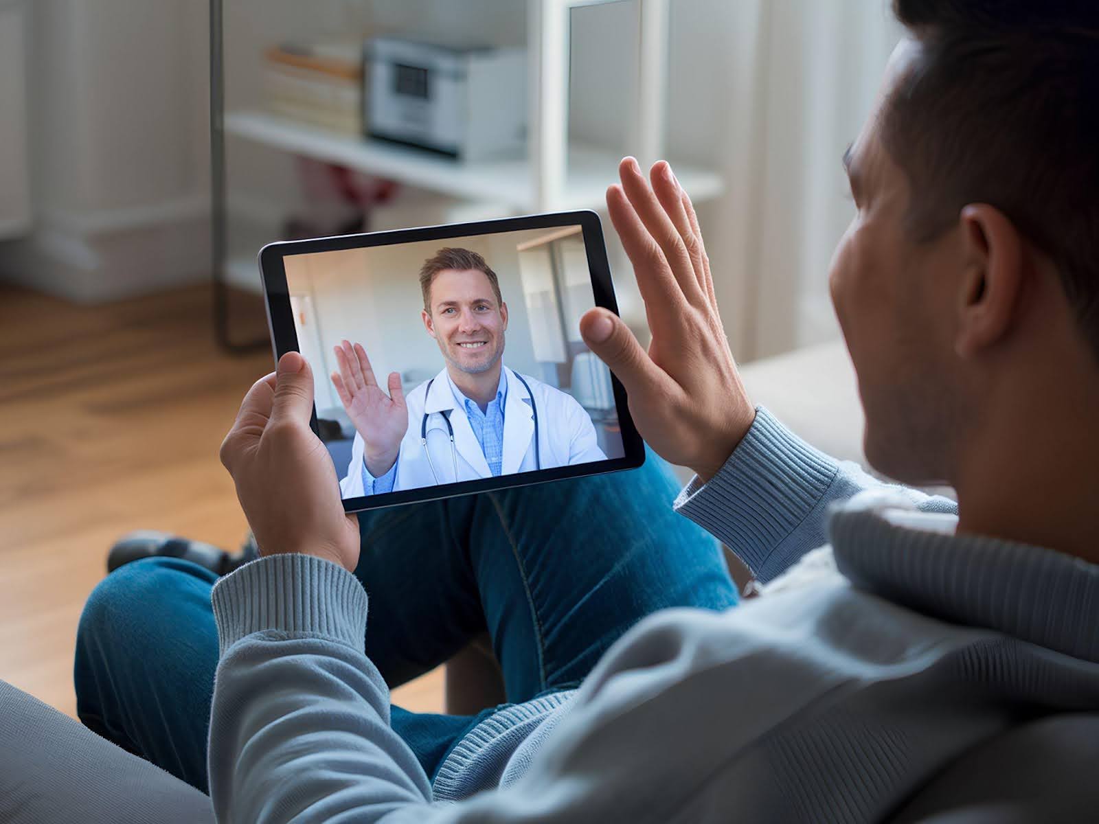 A person joining a counseling conversation from home