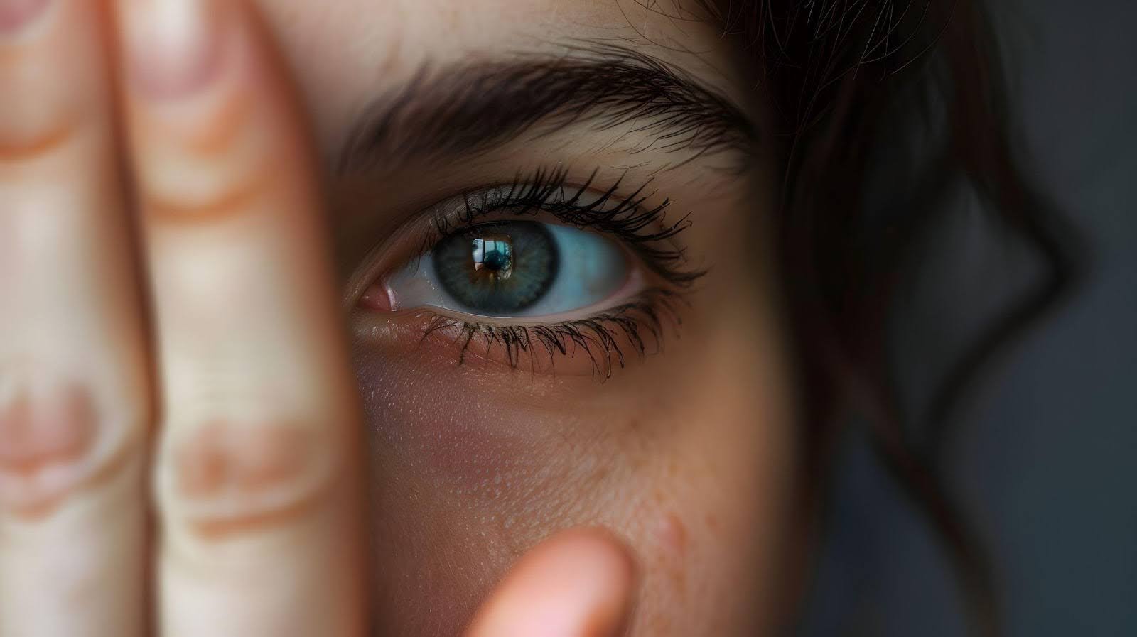 A close-up portrait representing difficult emotions and reflection